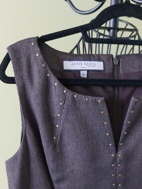 Anne Klein Brown Studded Sheath Dress